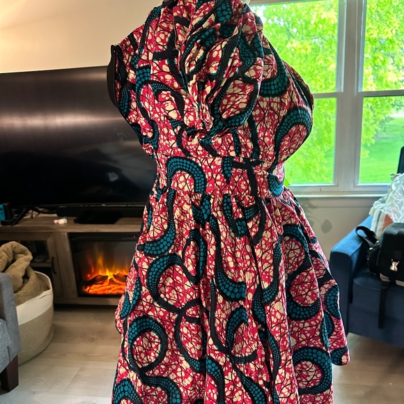 ÖFUURË African Print Off-Shoulder Mini Dress L/XL - Picture 3 of 8